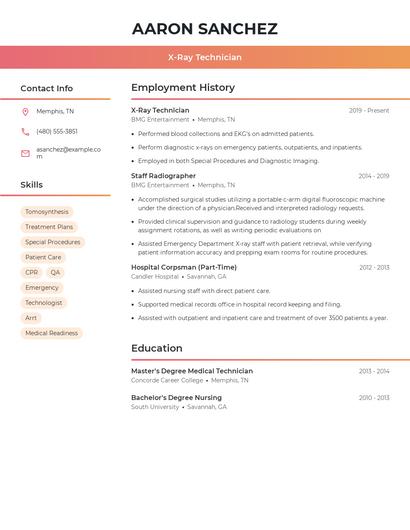 X-Ray Technician Resume