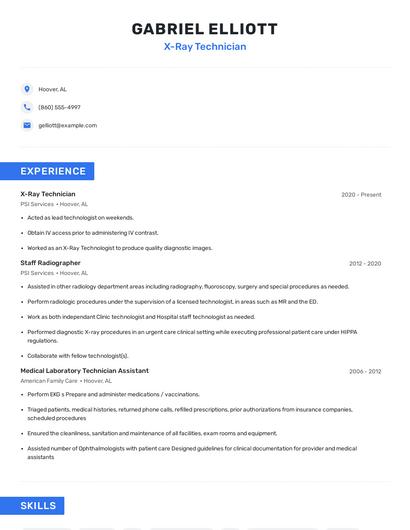 X-Ray Technician Resume