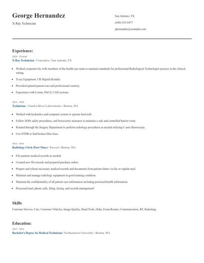 X-Ray Technician Resume