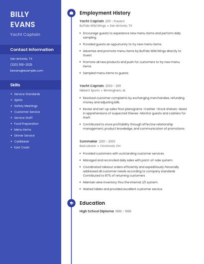 Yacht Captain Resume