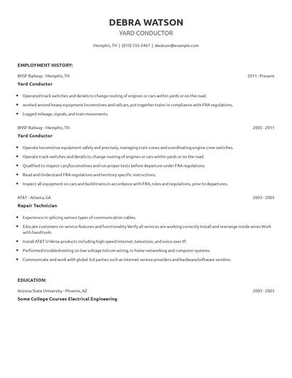 Yard Conductor Resume