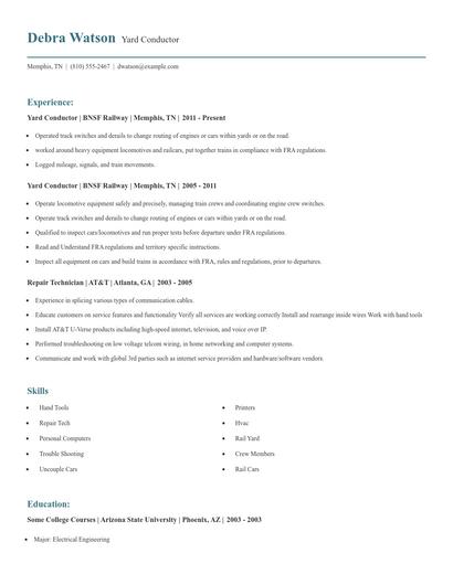Yard Conductor Resume