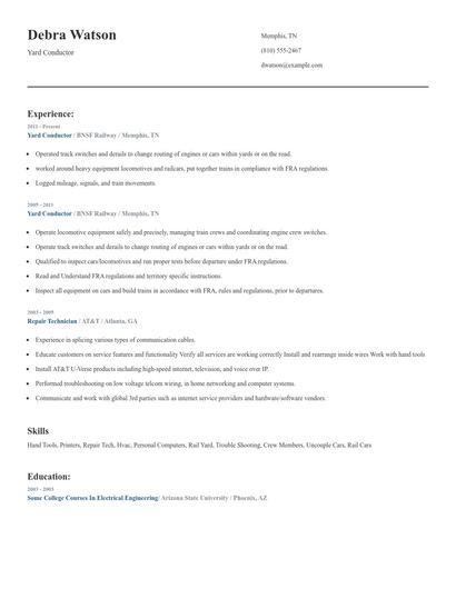 Yard Conductor Resume
