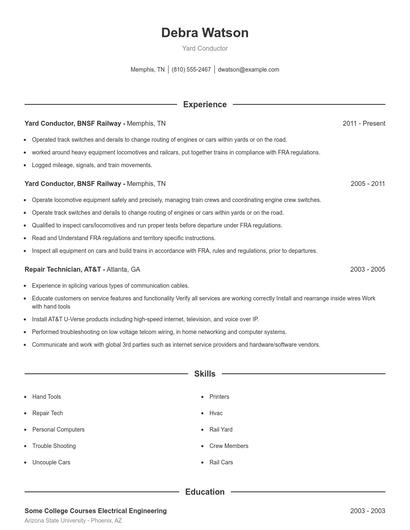 Yard Conductor Resume