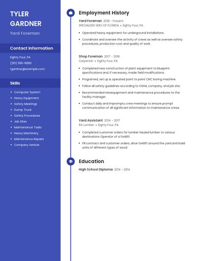 Yard Foreman Resume