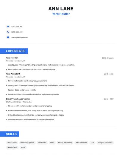 Yard Hostler Resume