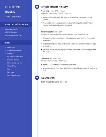 Yard Inspector Resume