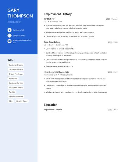 Yard Labour Resume