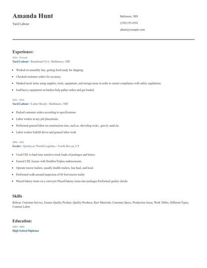 Yard Labour Resume