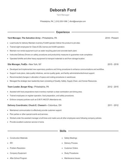 Resume example 1
