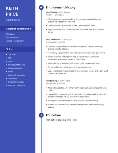 Yard Person Resume