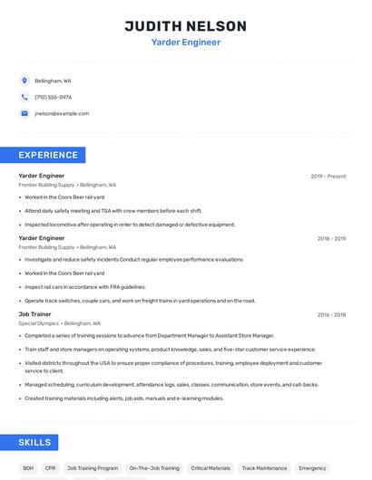 Yarder Engineer Resume