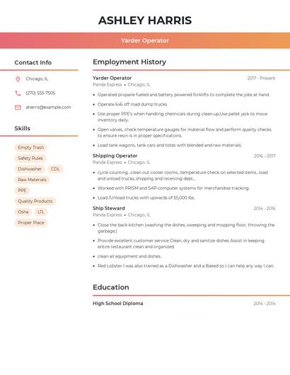 Yarder Operator Resume