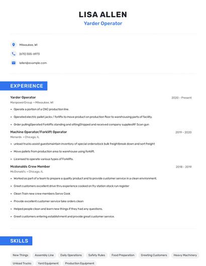 Yarder Operator Resume