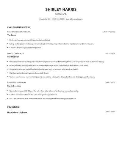 Yardman Resume