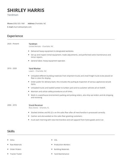 Yardman Resume