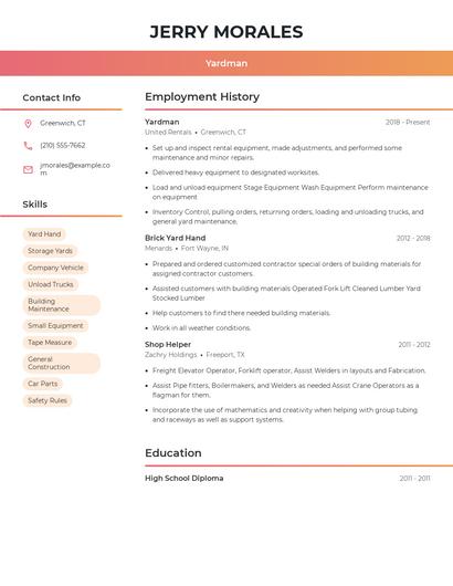 Yardman Resume