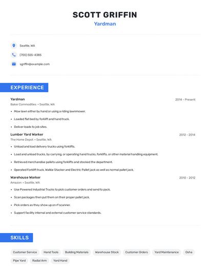 Yardman Resume