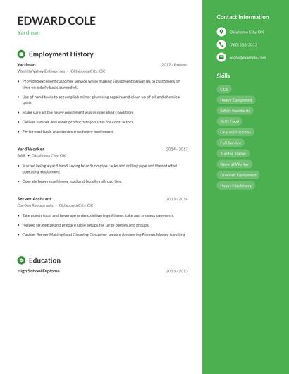 Yardman Resume