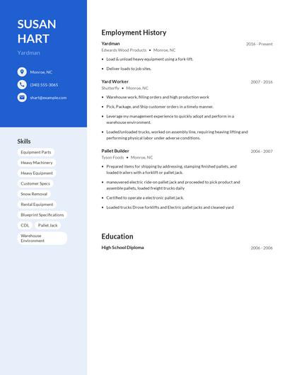 Yardman Resume