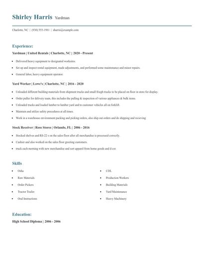 Yardman Resume