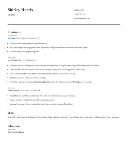 Yardman Resume