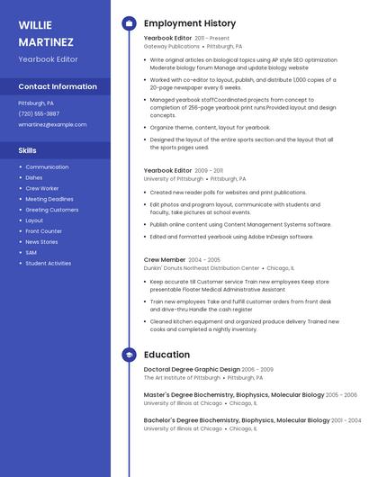 Yearbook Editor Resume