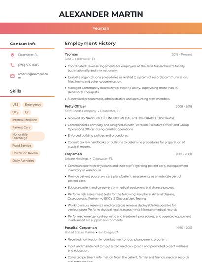 Yeoman Resume