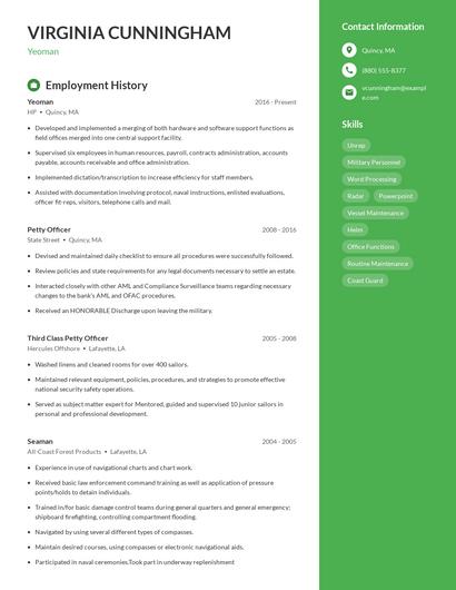 Yeoman Resume