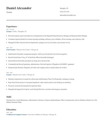 Yeoman Resume