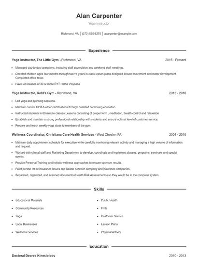 Resume example 1