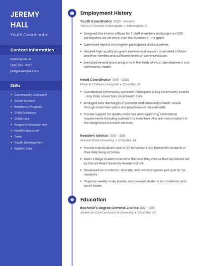 Youth Coordinator Resume