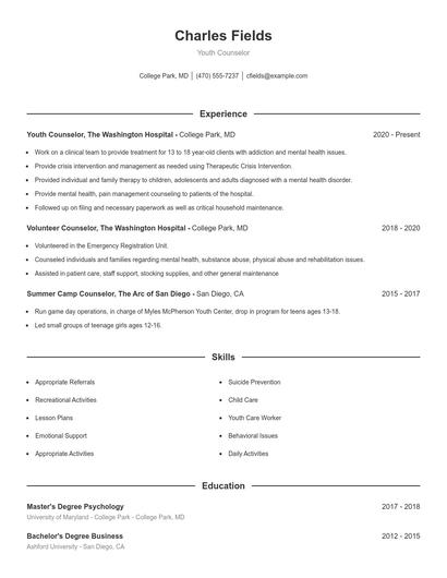 Resume example 1