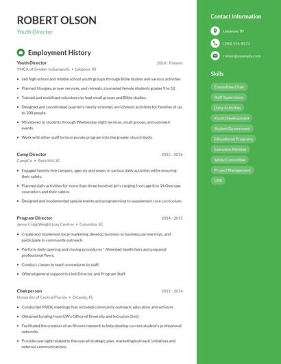Youth Director Resume