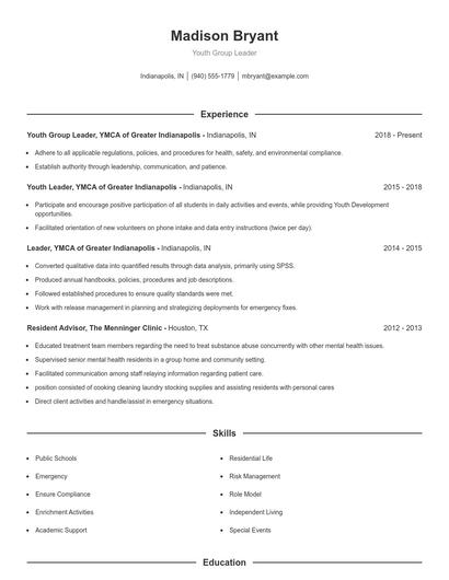 Resume example 1