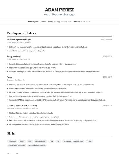 Resume example 2
