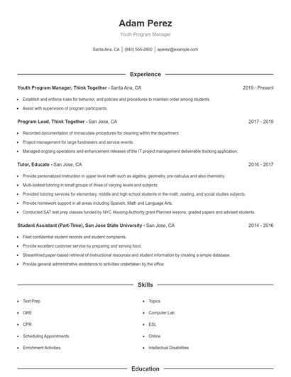 Resume example 1