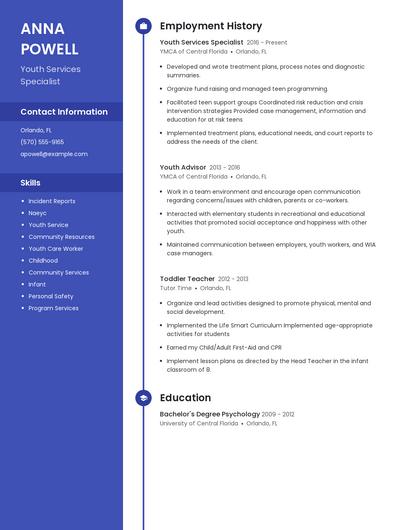 Youth Services Specialist Resume