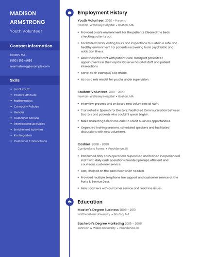 Youth Volunteer Resume
