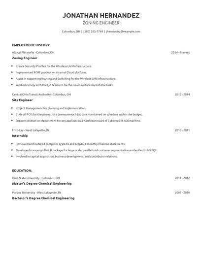 Zoning Engineer Resume
