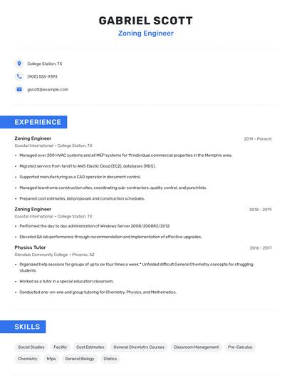 Zoning Engineer Resume
