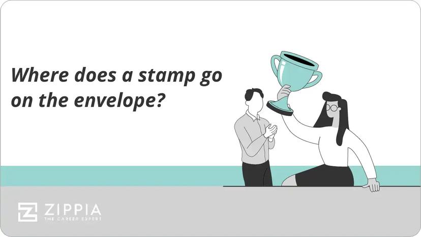 Where does a stamp go on the envelope?