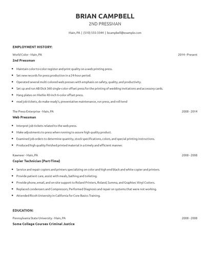 2nd Pressman Resume