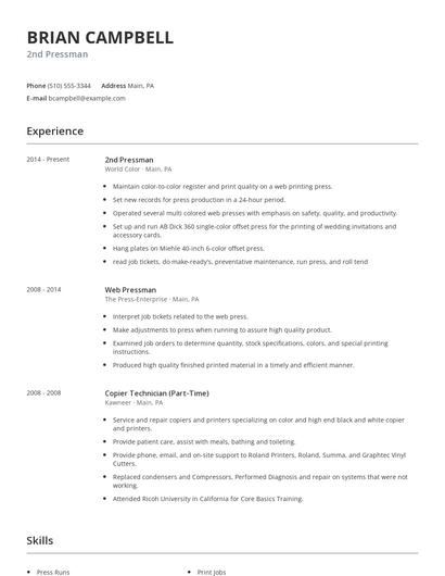 2nd Pressman Resume