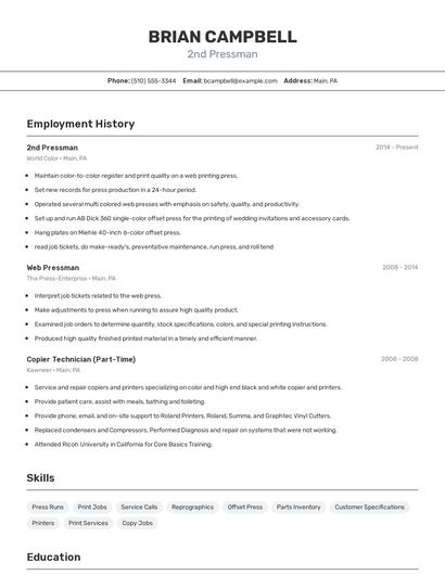 2nd Pressman Resume