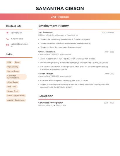 2nd Pressman Resume