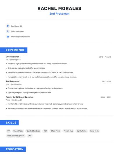 2nd Pressman Resume