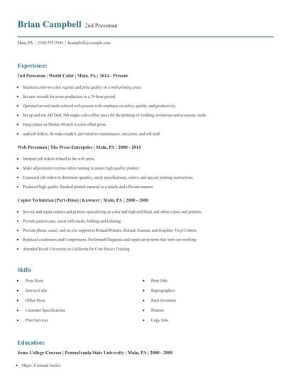 2nd Pressman Resume