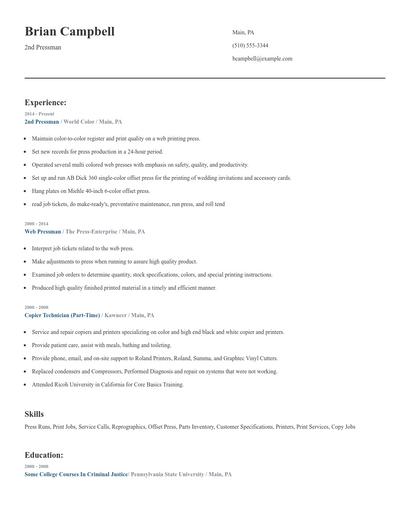 2nd Pressman Resume