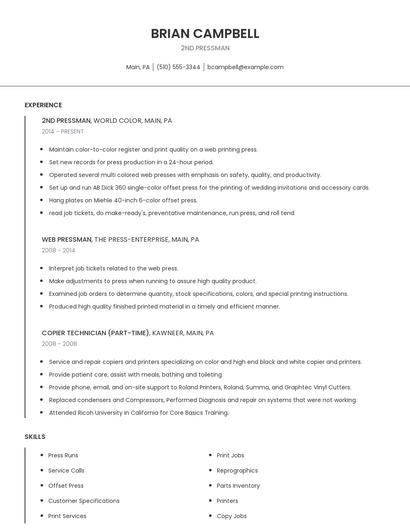 2nd Pressman Resume